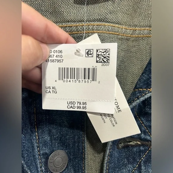 American Eagle AE Men’s XL Denim Trucker Jean Jacket Rancher Jeans Dark Wash NWT - Picture 6 of 13